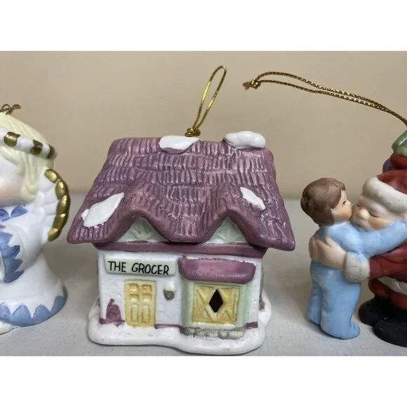 Vintage Porcelain christmas ornaments Lot Hallmark Katybeth Santa Angel & More - Picture 3 of 10